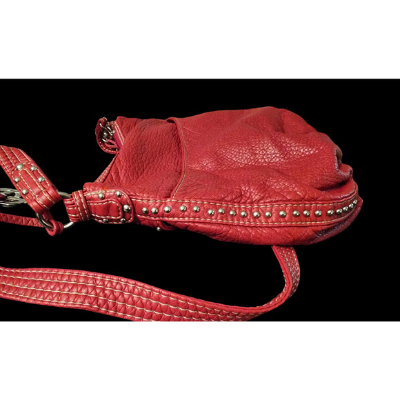 Marc Ecko Red Studded Faux Leather 90s Style Shoulder Bag - Picture 7 of 9